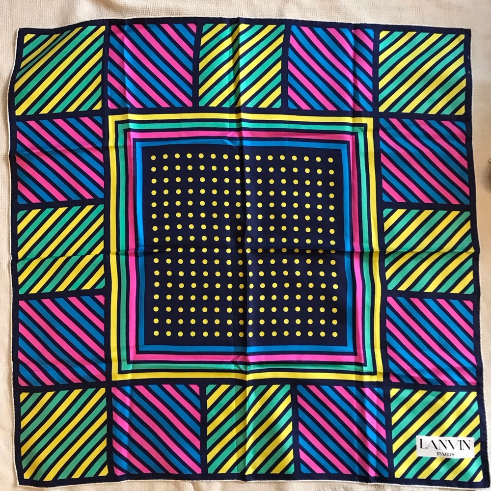 Lanvin Paris Multicolor Geometric Silk Scarf